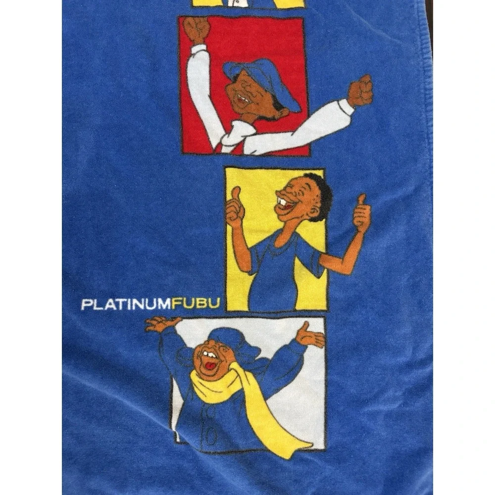 VTG Platinum Fubu The Collection‎ Fat Albert Cartoon Beach Blanket Y2K Blue Soft